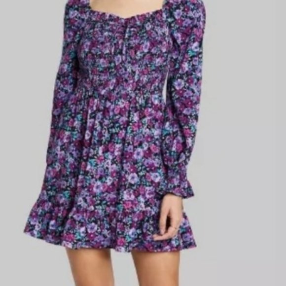 Wild Fable Top Short Dress Floral Purple Size XS - Picture 6 of 7